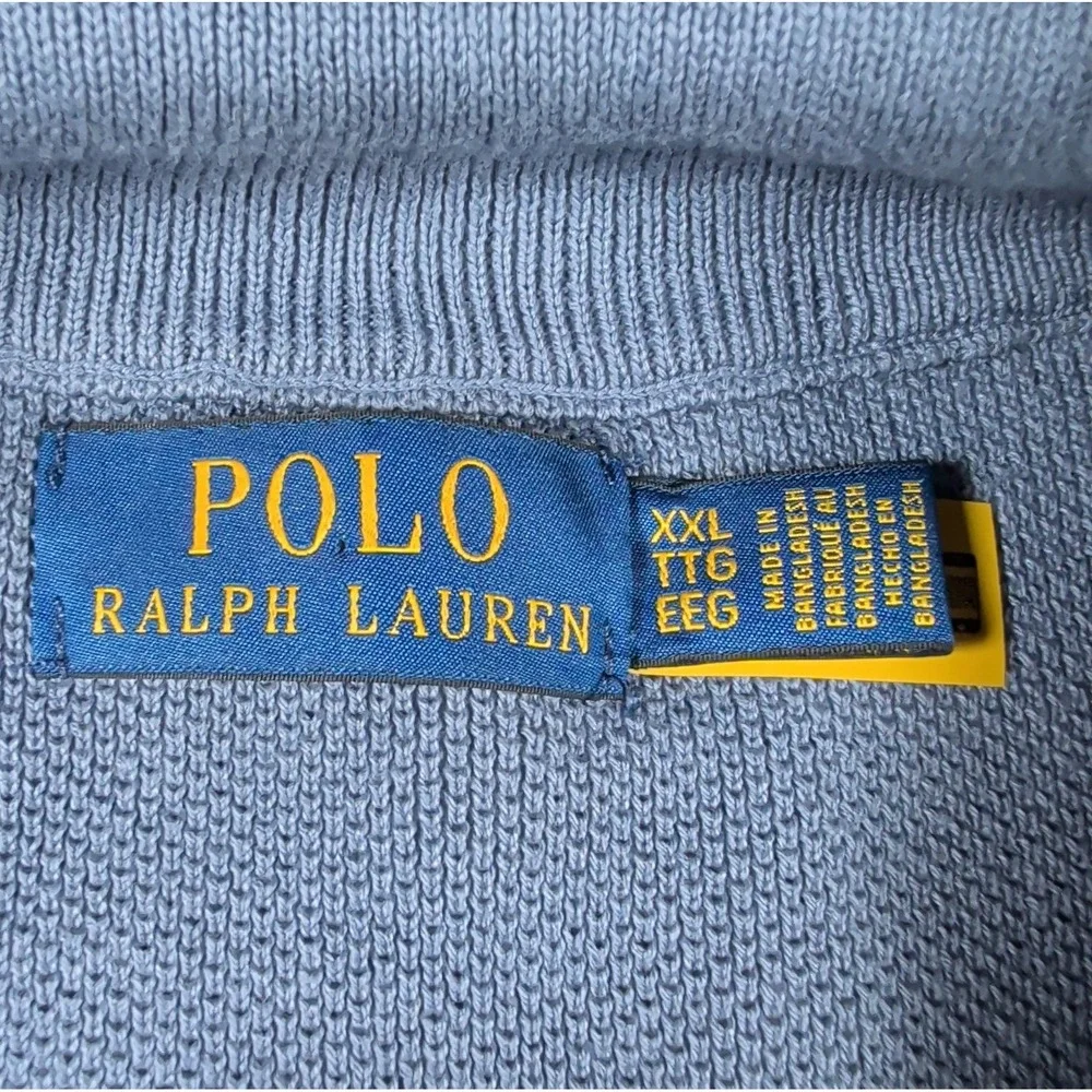 POLO Ralph Lauren Sweater Mens XXL TG 1/4 Zip PIMA Cotton Pullover Waffle Knit